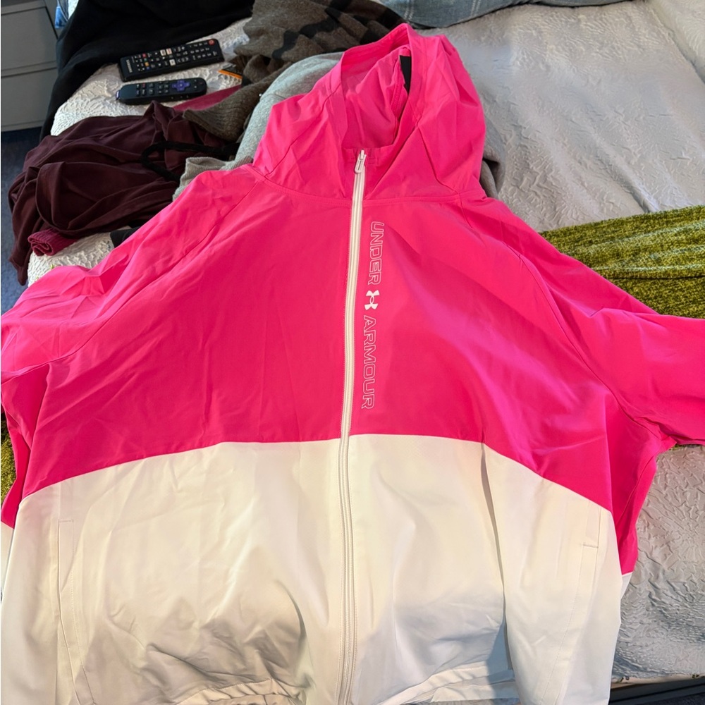 Under Armour Bright Pink and White Windbreaker